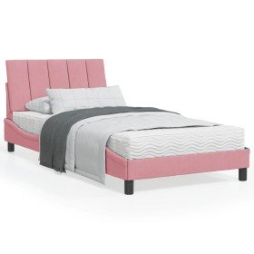 Cama con colchón terciopelo rosa 100x200 cm en Camas y somieres | Comprar online en Foro24