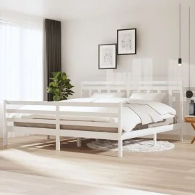 White solid wood bed frame 200x200 cm by vidaXL, Beds and slatted bases - Ref: Foro24-3100675, Price: 149,75 €, Discount: %
