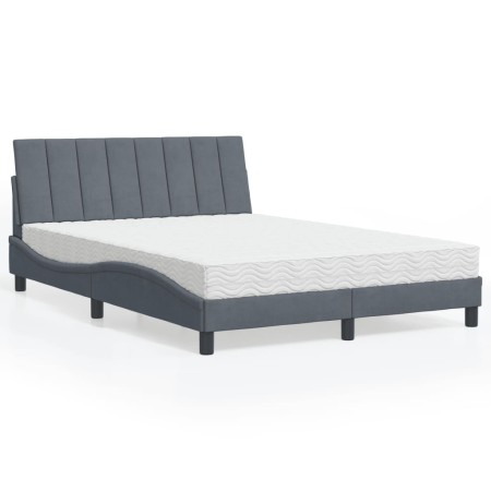 Cama con colchón terciopelo gris oscuro 140x190 cm en Camas y somieres | Comprar online en Foro24
