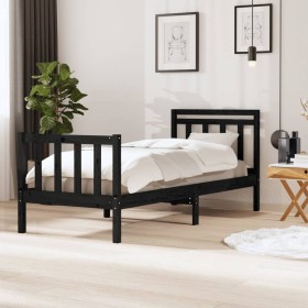 Estructura de cama madera maciza negra 100x200 cm