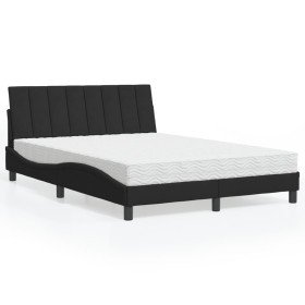 Cama con colchón terciopelo negro 140x190 cm Cama con colchón terciopelo negro 140x190 cm