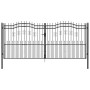 Black coated steel spear point fence gate 406x223 cm by vidaXL, garden gates - Ref: Foro24-151103, Price: 734,05 €, Discount: %