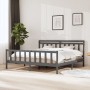 Gray solid wood bed frame 200x200 cm by vidaXL, Beds and slatted bases - Ref: Foro24-3100980, Price: 166,59 €, Discount: %