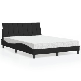 Cama con colchón terciopelo negro 140x200 cm