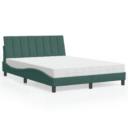 Cama con colchón terciopelo verde oscuro 140x200 cm en Camas y somieres | Comprar online en Foro24