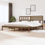 Honey brown solid pine wood bed frame 200x200 cm by vidaXL, Beds and slatted bases - Ref: Foro24-3101046, Price: 183,54 €, Di...