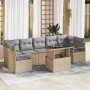 Conjunto de sofá de jardín con cojín 8 pcs beige y gris claro