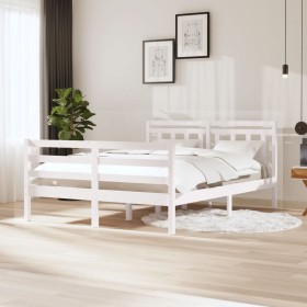 Estructura de cama de madera maciza blanca 140x200 cm