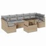 Conjunto de sofá de jardín con cojín 8 pcs beige y gris claro