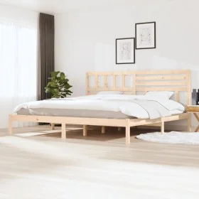 Solid pine wood bed frame 200x200 cm by vidaXL, Beds and slatted bases - Ref: Foro24-3101043, Price: 142,09 €, Discount: %