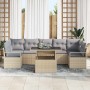Conjunto de sofá de jardín con cojín 8 pcs beige y gris claro