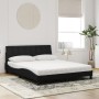 Cama con colchón terciopelo negro 160x200 cm