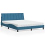 Cama con colchón terciopelo azul 160x200 cm