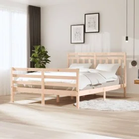Solid wood bed frame 150x200 cm by vidaXL, Beds and slatted bases - Ref: Foro24-3100659, Price: 144,14 €, Discount: %