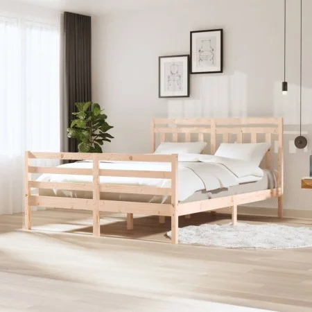 Solid wood bed frame 150x200 cm by vidaXL, Beds and slatted bases - Ref: Foro24-3100659, Price: 144,14 €, Discount: %