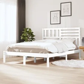 White solid pine wood bed frame 140x190 cm by vidaXL, Beds and slatted bases - Ref: Foro24-3101004, Price: 140,77 €, Discount: %