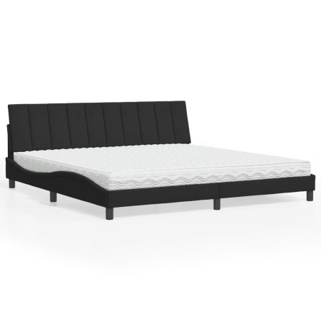 Cama con colchón terciopelo negro 200x200 cm