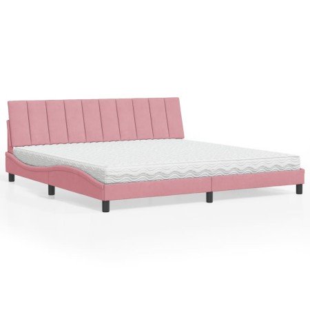 Cama con colchón terciopelo rosa 200x200 cm