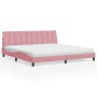 Cama con colchón terciopelo rosa 200x200 cm