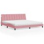 Cama con colchón terciopelo rosa 200x200 cm