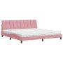 Cama con colchón terciopelo rosa 200x200 cm