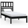 Solid black pine wood bed frame 100x200 cm by vidaXL, Beds and slatted bases - Ref: Foro24-3101017, Price: 132,10 €, Discount: %
