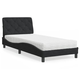 Cama con colchón terciopelo negro 80x200 cm en Camas y somieres | Comprar online en Foro24