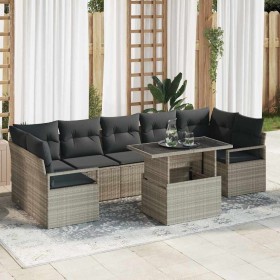Conjunto de sofá de jardín 8 pcs Gris claro 100 x 55 x 73 cm