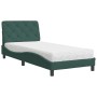 Cama con colchón terciopelo verde oscuro 80x200 cm