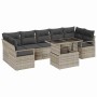 Conjunto de sofá de jardín 8 pcs Gris claro 100 x 55 x 73 cm