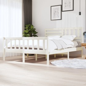Weißer Massivholzbettrahmen 160x200 cm von vidaXL, Betten und Lattenroste - Ref: Foro24-3101164, Preis: 165,77 €, Rabatt: %