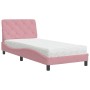 Cama con colchón terciopelo rosa 90x190 cm