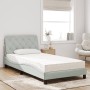 Cama con colchón terciopelo gris claro 100x200 cm