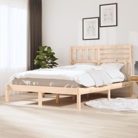 Bettgestell aus massivem Kiefernholz, 135 x 190 cm von vidaXL, Betten und Lattenroste - Ref: Foro24-3100998, Preis: 139,46 €,...