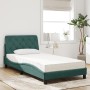 Cama con colchón terciopelo verde oscuro 100x200 cm