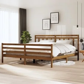Honey brown solid wood bed frame 200x200 cm by vidaXL, Beds and slatted bases - Ref: Foro24-3100677, Price: 166,31 €, Discoun...