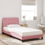 Cama con colchón terciopelo rosa 100x200 cm