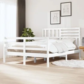 White solid wood bed frame 120x200 cm by vidaXL, Beds and slatted bases - Ref: Foro24-3101084, Price: 142,38 €, Discount: %