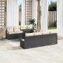 Conjunto de sofá de jardín 7 pcs Negro y crema 100 x 55 x 73 cm