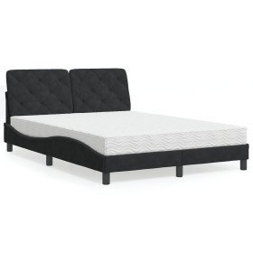 Cama con colchón terciopelo negro 140x190 cm en Camas y somieres | Comprar online en Foro24