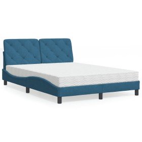 Cama con colchón terciopelo azul 140x190 cm Cama con colchón terciopelo azul 140x190 cm