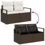 Conjunto de sofá de jardín con cojín 7 pcs Marrón y crema