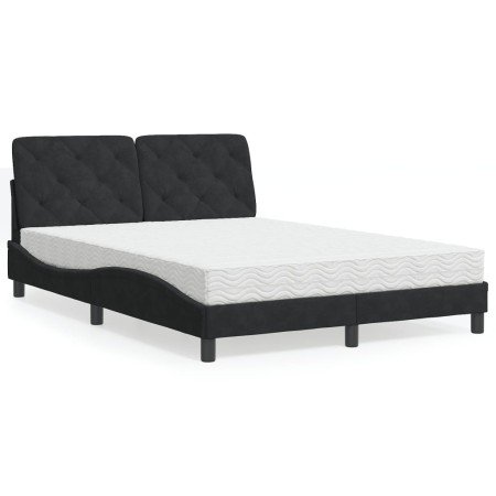 Cama con colchón terciopelo negro 140x200 cm en Camas y somieres | Comprar online en Foro24