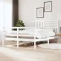 White solid wood double bed frame 135x190 cm by vidaXL, Beds and slatted bases - Ref: Foro24-3101064, Price: 155,10 €, Discou...