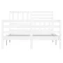 White solid wood double bed frame 135x190 cm by vidaXL, Beds and slatted bases - Ref: Foro24-3101064, Price: 155,10 €, Discou...