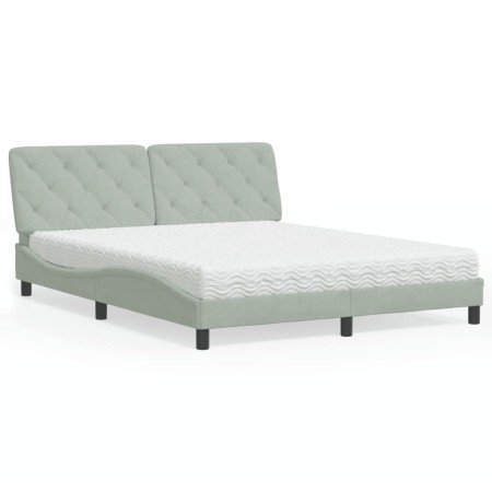 Cama con colchón terciopelo gris claro 160x200 cm en Camas y somieres | Comprar online en Foro24