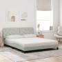 Cama con colchón terciopelo gris claro 160x200 cm