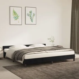 Bed frame with black velvet headboard 200x200 cm by vidaXL, Beds and slatted bases - Ref: Foro24-347593, Price: 130,67 €, Dis...