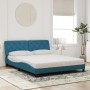 Cama con colchón terciopelo azul 160x200 cm