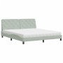 Cama con colchón terciopelo gris claro 180x200 cm